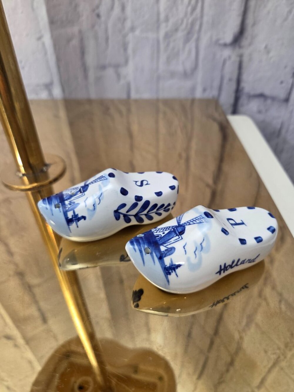 Vintage Delft Blue and White Hand Painted Ceramic Salt & Pepper Clogs